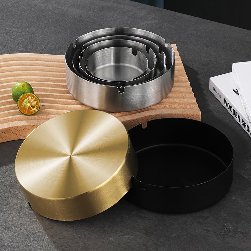 Stainless Steel Ashtray Home Creative El Internet Cafe Ktv Ashtray Restaurant Anti-Fall Ashtray Gift - Image 2