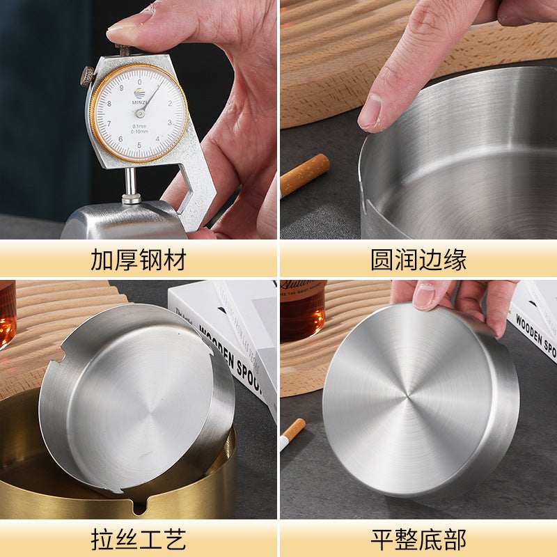 Stainless Steel Ashtray Home Creative El Internet Cafe Ktv Ashtray Restaurant Anti-Fall Ashtray Gift - Image 4
