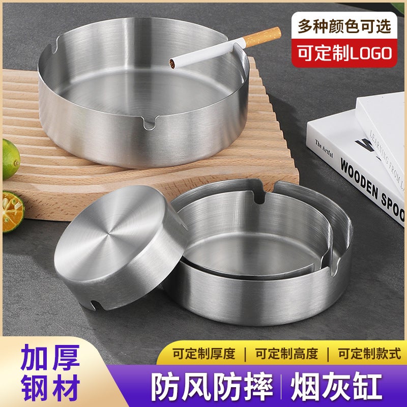 Stainless Steel Ashtray Home Creative El Internet Cafe Ktv Ashtray Restaurant Anti-Fall Ashtray Gift - Image 3