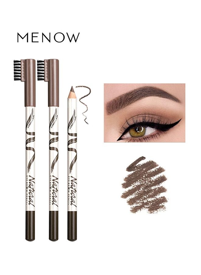 ميناو 2 حزم أقلام الحواجب مع فرشاة ناعمة 2-في 1 قلم رصاص مقاوم للعرق مقاوم للماء طويل الأمد وفرشاة الحاجب وملء أداة مكياج قلم رصاص (رمادي بني) - Image 1