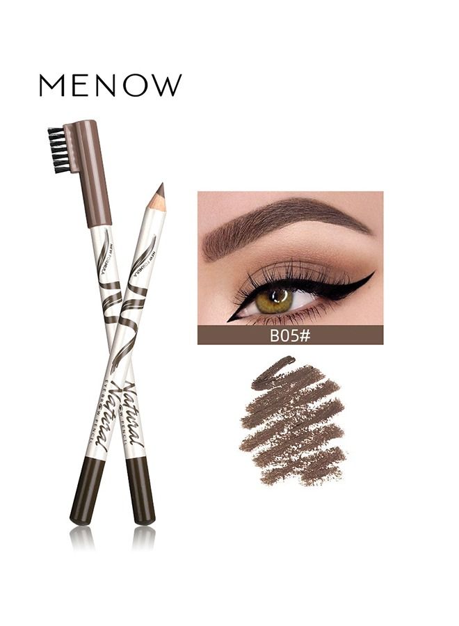 ميناو 2 حزم أقلام الحواجب مع فرشاة ناعمة 2-في 1 قلم رصاص مقاوم للعرق مقاوم للماء طويل الأمد وفرشاة الحاجب وملء أداة مكياج قلم رصاص (رمادي بني) - Image 2