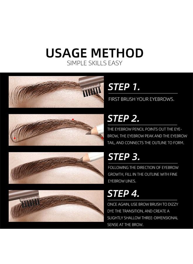 ميناو 2 حزم أقلام الحواجب مع فرشاة ناعمة 2-في 1 قلم رصاص مقاوم للعرق مقاوم للماء طويل الأمد وفرشاة الحاجب وملء أداة مكياج قلم رصاص (رمادي بني) - Image 4