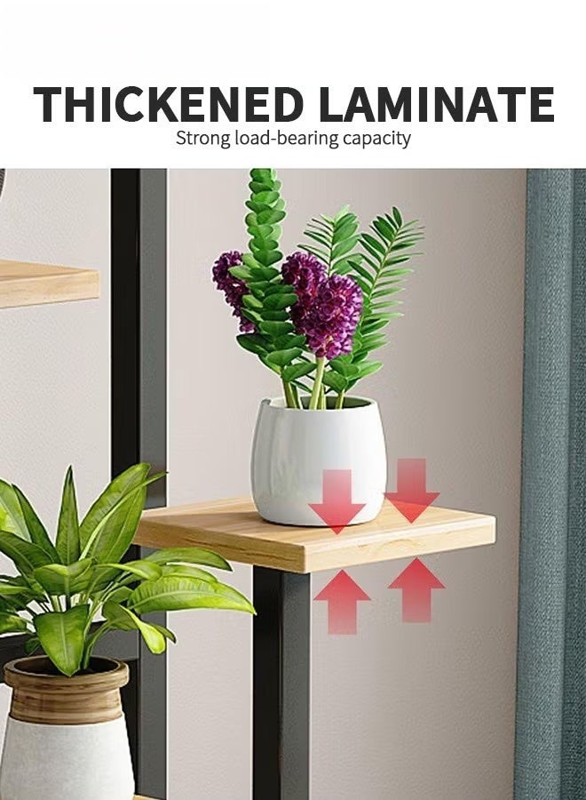 5 مستوى النبات الوقوف مع 4 عجلات,المعدن الخشب النبات الطويل يقف للنباتات الداخلية متعددة,الزاوية مستوى النباتات الزهرية الرف الوقوف لغرفة المعيشة غرفة النوم - Image 5