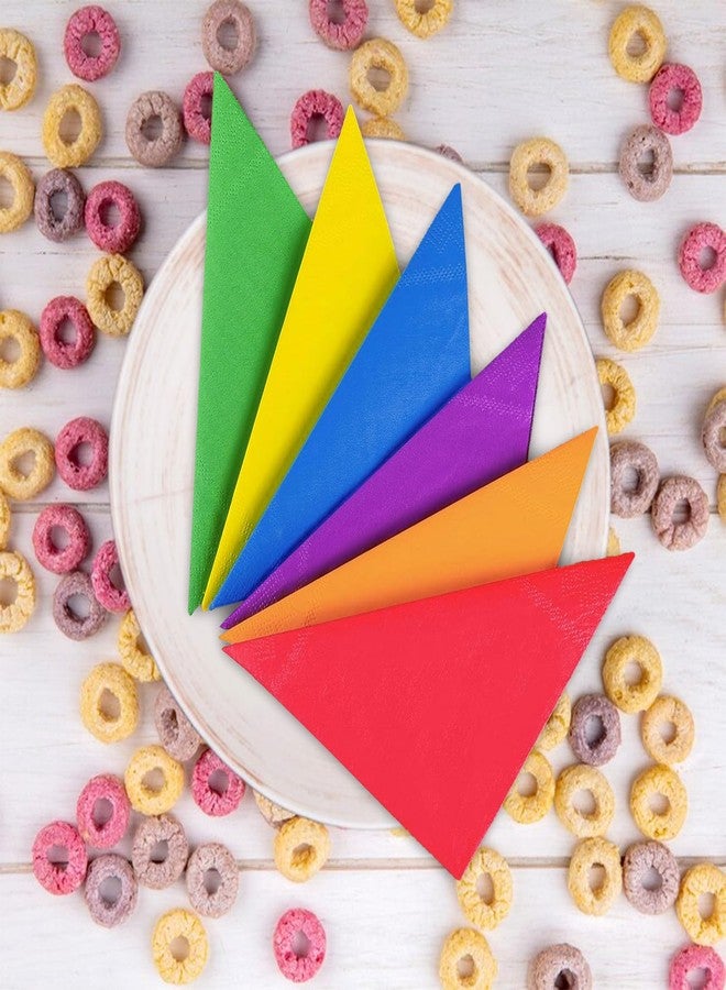 Whaline 120 Pieces Multicolor Rainbow Cocktail Paper Napkin Beverage Luncheon Napkins 2 Ply for Party Decoration - Image 3