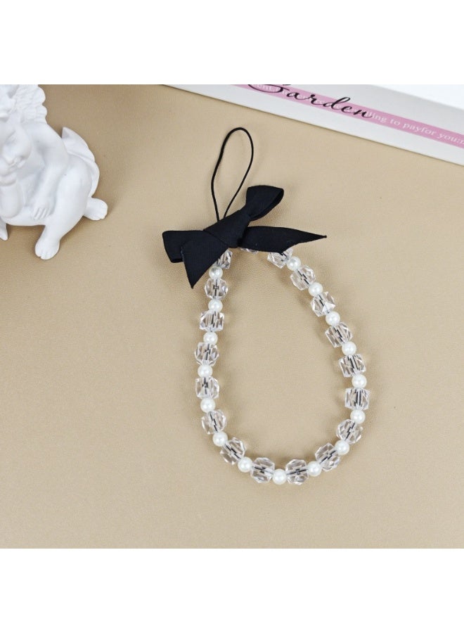 NIBEMINENT Beaded Phone Lanyard, Anti Lost Removable Wrist Strap, Bowknot Bracelet Pendant, Phone Keychain Lanyard