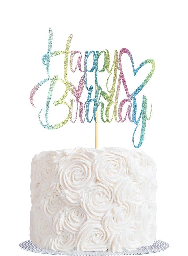 Sotpot 1PC Happy Birthday Cake Topper Rainbow Glitter Cake Decoration Suitable for Birthday Theme Party Cake Decoration - Image 5