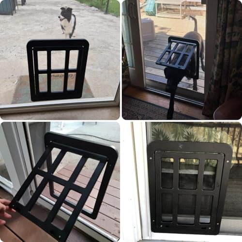 PETLESO Dog Door for Sliding Door, Lockable Dog Screen Door with Magnetic Closure Easy Install Pet Door for Dogs Cats, 11.2"x14.4" Black - Image 2
