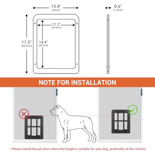PETLESO Dog Door for Sliding Door, Lockable Dog Screen Door with Magnetic Closure Easy Install Pet Door for Dogs Cats, 11.2"x14.4" Black - Image 4