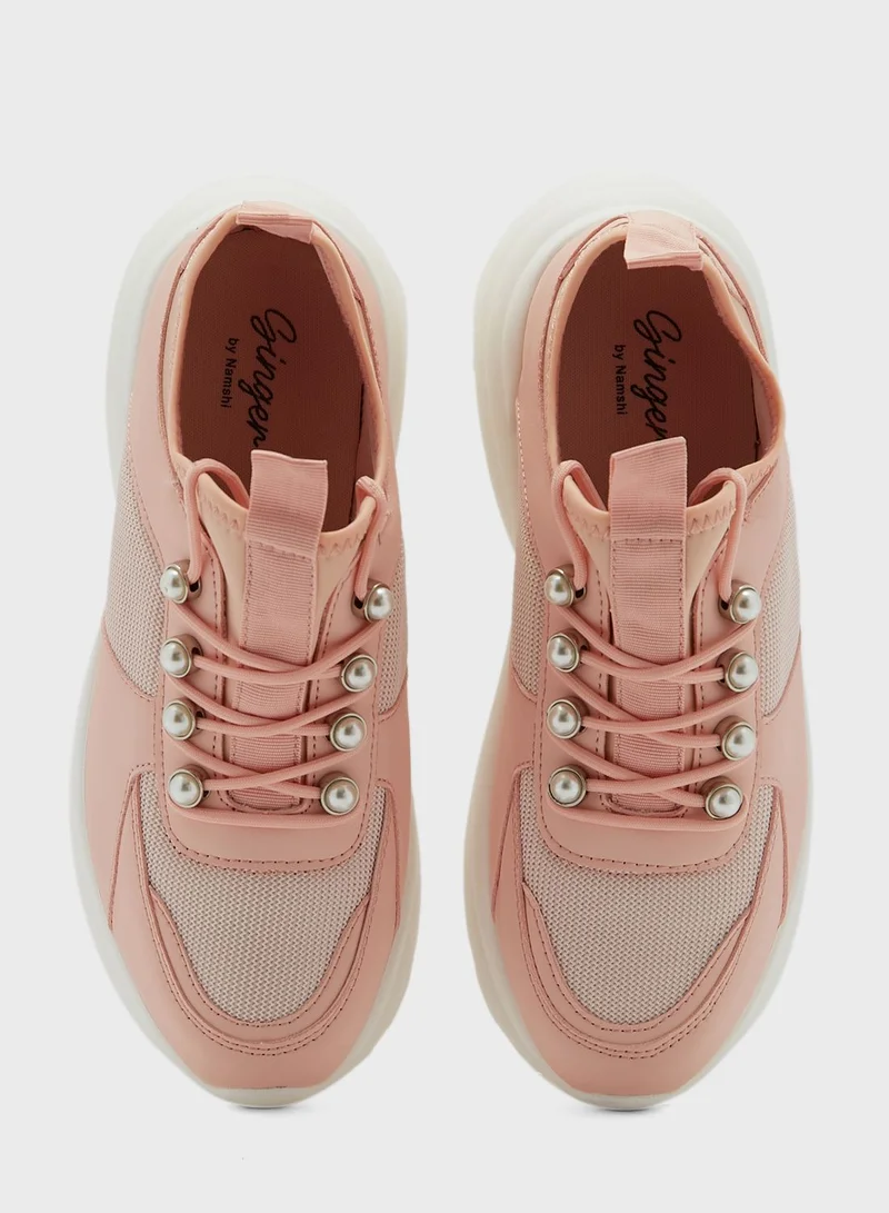 Ginger Pearl Detail Chunky Sneaker