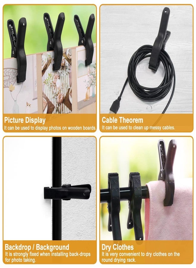 كوديل مشابك زنبركية بلاستيكية سوداء من Coideal، عبوة من 8 قطع، مقاس 4.5 بوصة، مشابك زنبركية كبيرة من النايلون، مشبك شديد التحمل مع دبابيس معدنية للخلفية الفنية والحرفية والنجارة - Image 3