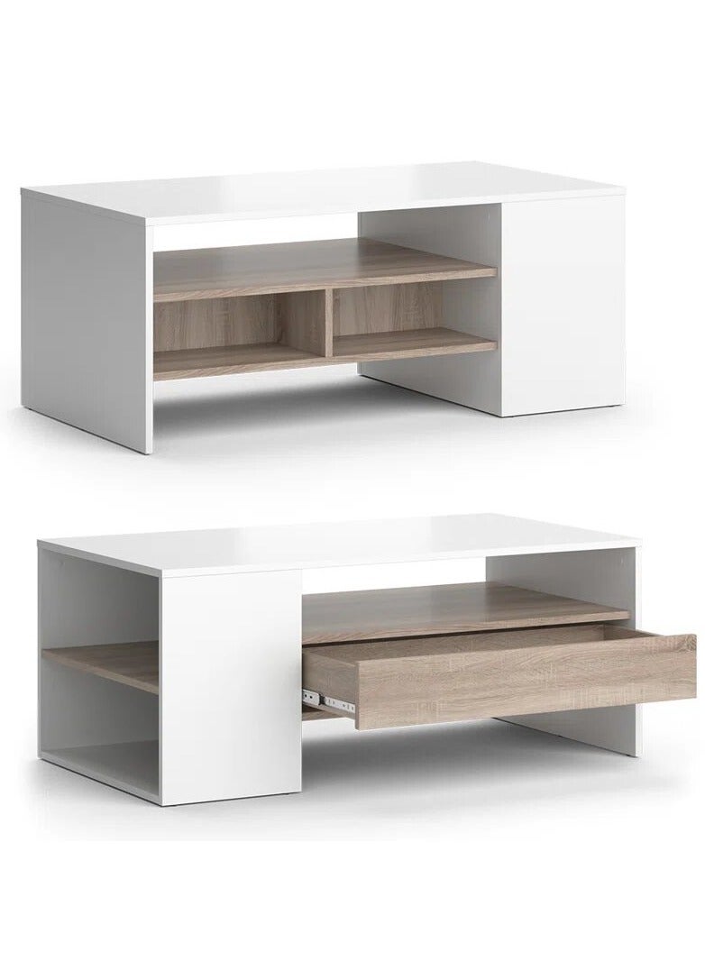 Malazhouse Coffee Table, white*beige - MZCT013 100L x 45H x 50W - Image 3