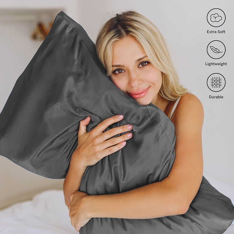 Microfiber Queen Pillowcases 19.69 X 29.53 Inch Black - Image 2