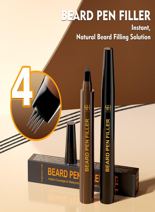 Sevich Beard Pencil Filler for Men Black, Instant Beard Dye for Men,48h Waterproof & Sweatproof, 4-Prong Tip for Seamless Application, Enhances All Beard Types with Fuller - Image 2