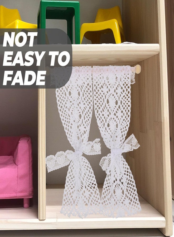 VICASKY 4Pcs Dollhouse Curtains 1 :12 Scale Lace Sheer 3 PCS Windows Doll House Miniature for Furniture Accessories Mini Window Tiny for Home White Shades - Image 4