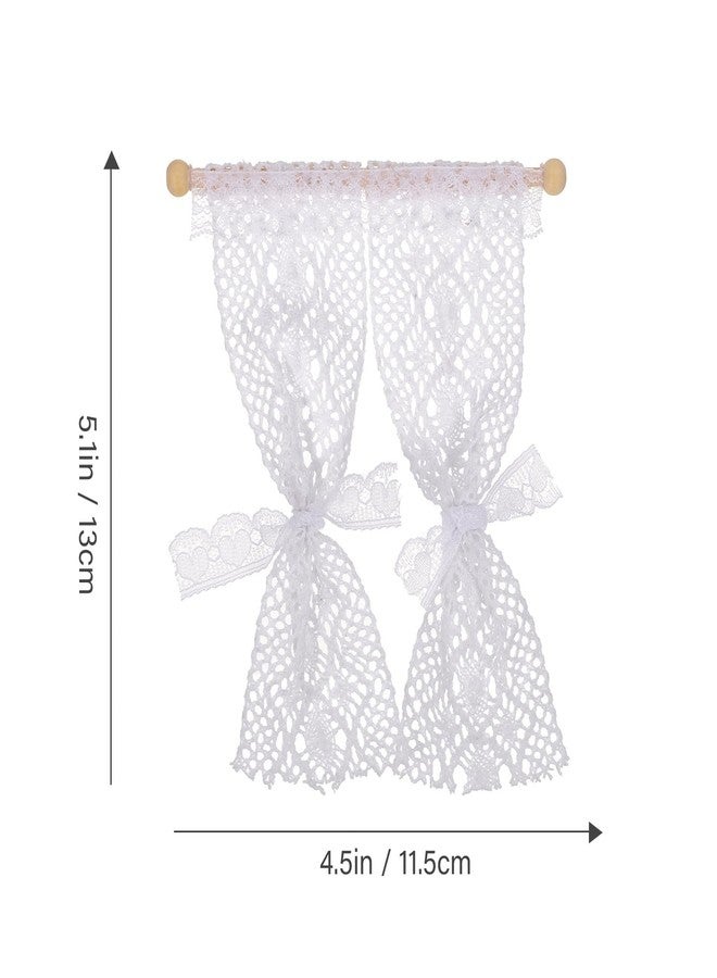 VICASKY 4Pcs Dollhouse Curtains 1 :12 Scale Lace Sheer 3 PCS Windows Doll House Miniature for Furniture Accessories Mini Window Tiny for Home White Shades - Image 5