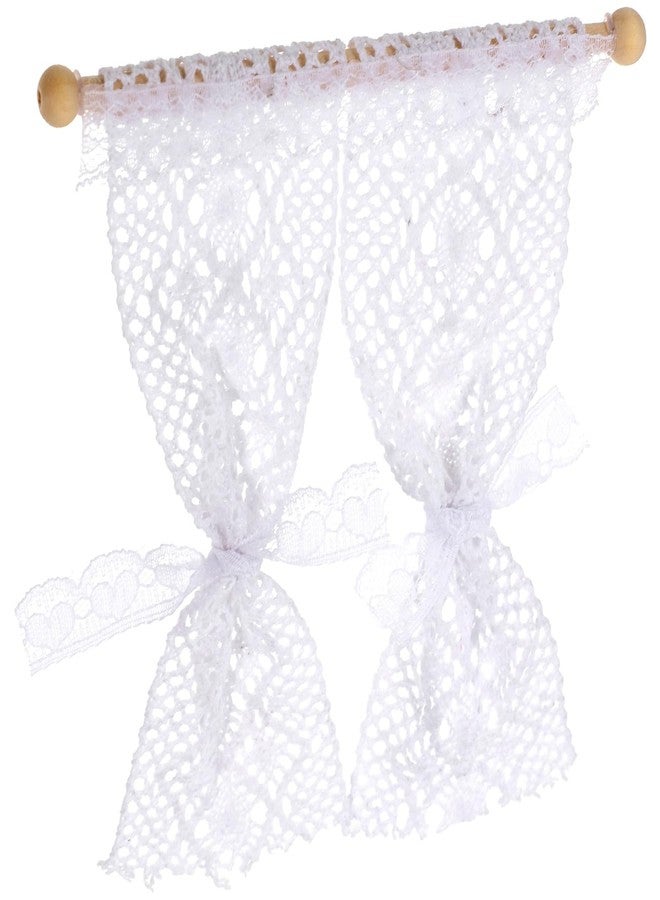 VICASKY 4Pcs Dollhouse Curtains 1 :12 Scale Lace Sheer 3 PCS Windows Doll House Miniature for Furniture Accessories Mini Window Tiny for Home White Shades - Image 1