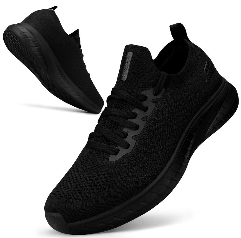 Puweco Mens Slip on Walking Shoes Non Slip Tennis Shoes Lightweight Gym Sneakers All Black Size 11.5 - Image 1