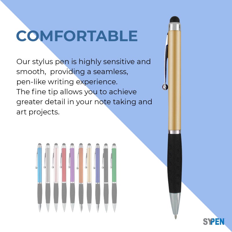 SyPen Stylus Pens -2 in1 Capactive Touch Screen with Ballpoint Writing Pen Sensitive Stylus Tip For Your iPad iPhone Samsung Galaxy & All Smart Devices -Metallic Barrel - Assorted Colors Comfy Grips,24 Pack - Image 5