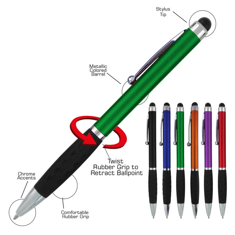 SyPen Stylus Pens -2 in1 Capactive Touch Screen with Ballpoint Writing Pen Sensitive Stylus Tip For Your iPad iPhone Samsung Galaxy & All Smart Devices -Metallic Barrel - Assorted Colors Comfy Grips,24 Pack - Image 2