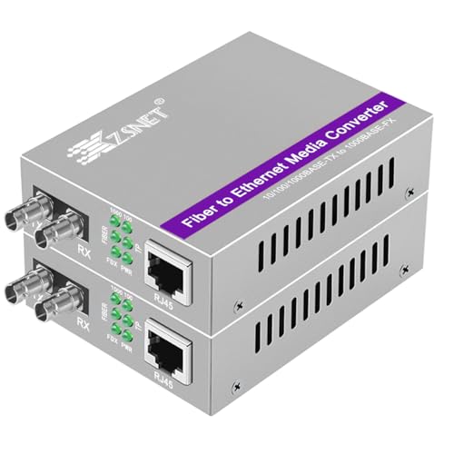 XZSNET A Pair of Gigabit ST to RJ45 Converter, Multi-Mode Fiber to Ethernet Media Converter (Built-in Module, 850nm, 550m), Plug & Play, 10/100/1000 Base-T Compatible, Auto-Negotiation, Jumbo Frame - Image 1
