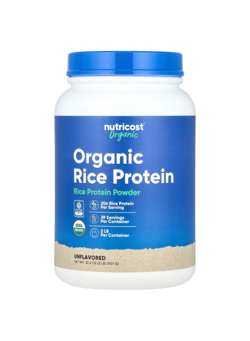 Organic Rice Protein Powder, Unflavored, 2 lb (907 g)