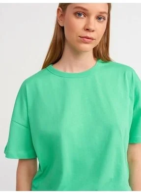 Dilvin 30123 Oversize T-shirt-Green