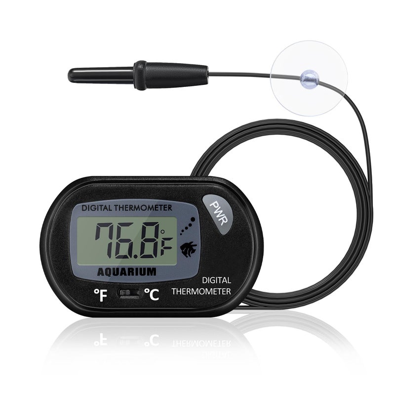 DaToo Aquarium Thermometer with Large LCD Display Fahrenheit/Celsius(â„‰/â„ƒ) Fish Tank Thermometer for Aquarium Reptile Terrarium Digital Water Thermometer with Suction Cup - Image 1