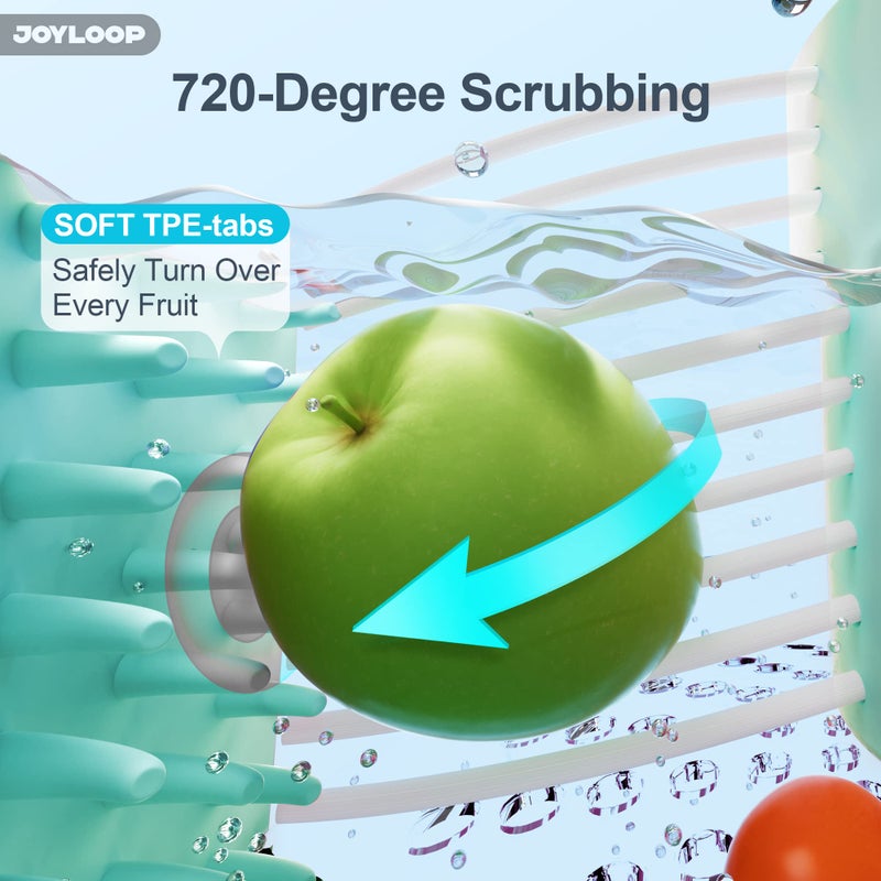 JOYMOOP JOYMOOP Fruit Cleaner Spinner JOYLOOP, Large Fruit Washer Spinner, Fruit Cleaner Spinner with Fruit Washer Bowl, Vegetable Fruit Spinner Washer,Fruit and Vegetable Scrubber  - Image 4