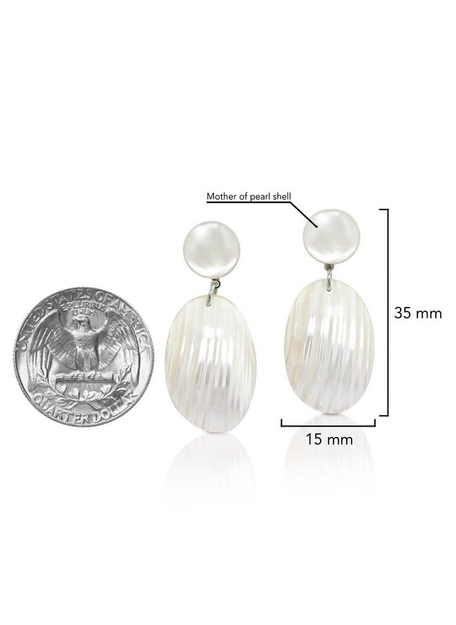 Brilliant White Oval Shaped Mother Of Pearl Shell Post Drop Dangle Earrings | Beach Bridal Wedding Accessories | Fashion Jewelry - pzsku/Z7905F4F5F039378F0714Z/45/_/1735816585/19dc08c8-112c-4c48-be03-2de5ee18b353