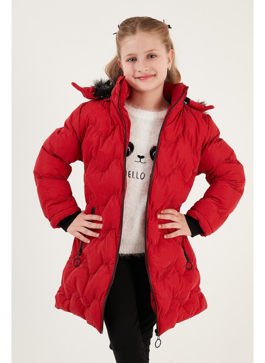 Lela Plush Lined Faux Fur Collar Removable Hooded Winter Coat Girls' Coat 5761905  - Image 3