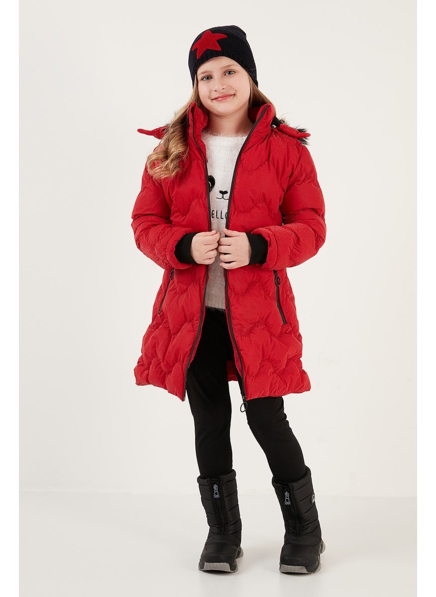 Lela Plush Lined Faux Fur Collar Removable Hooded Winter Coat Girls' Coat 5761905  - Image 1