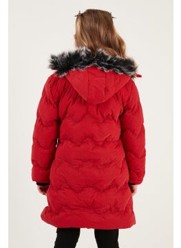 Lela Plush Lined Faux Fur Collar Removable Hooded Winter Coat Girls' Coat 5761905  - Image 5