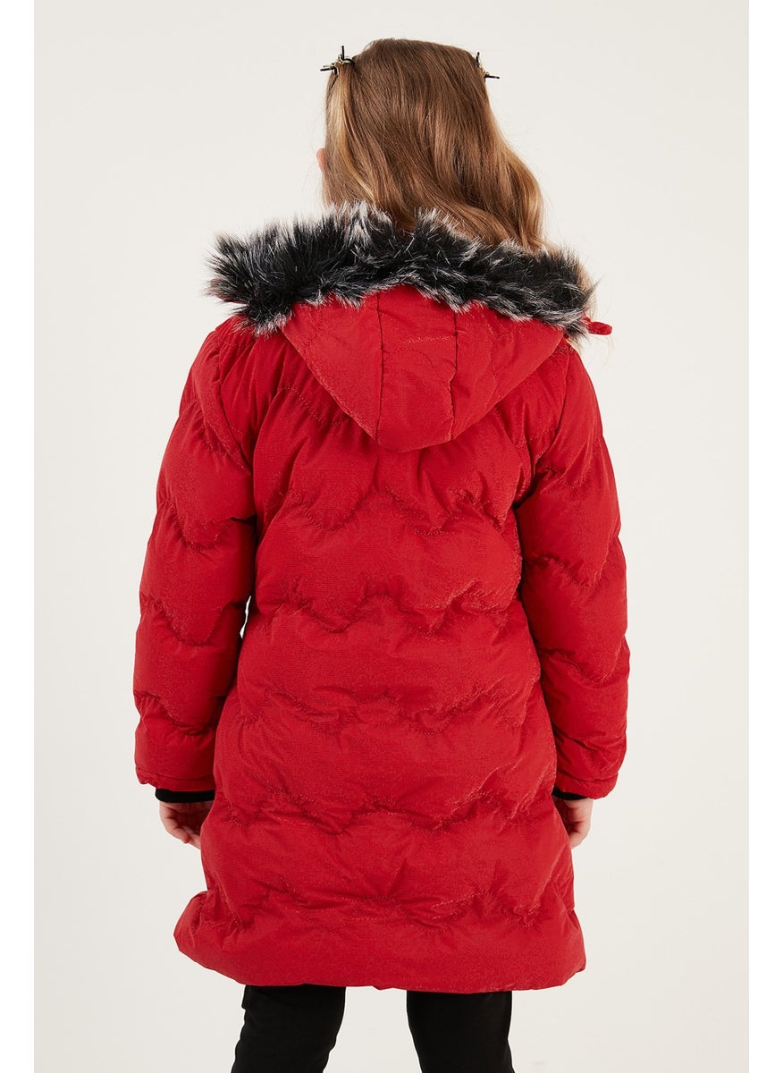 Lela Plush Lined Faux Fur Collar Removable Hooded Winter Coat Girls' Coat 5761905  - Image 5