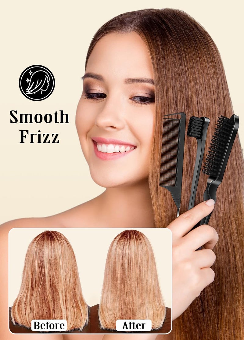 Samnyte Slick Back Hair Brush Set: Hair Wax, Edge Brush, Rat Tail Comb, Bristle Brush, Hair Bun Accessories, Smoothing Brush for Women & Kids - Image 3