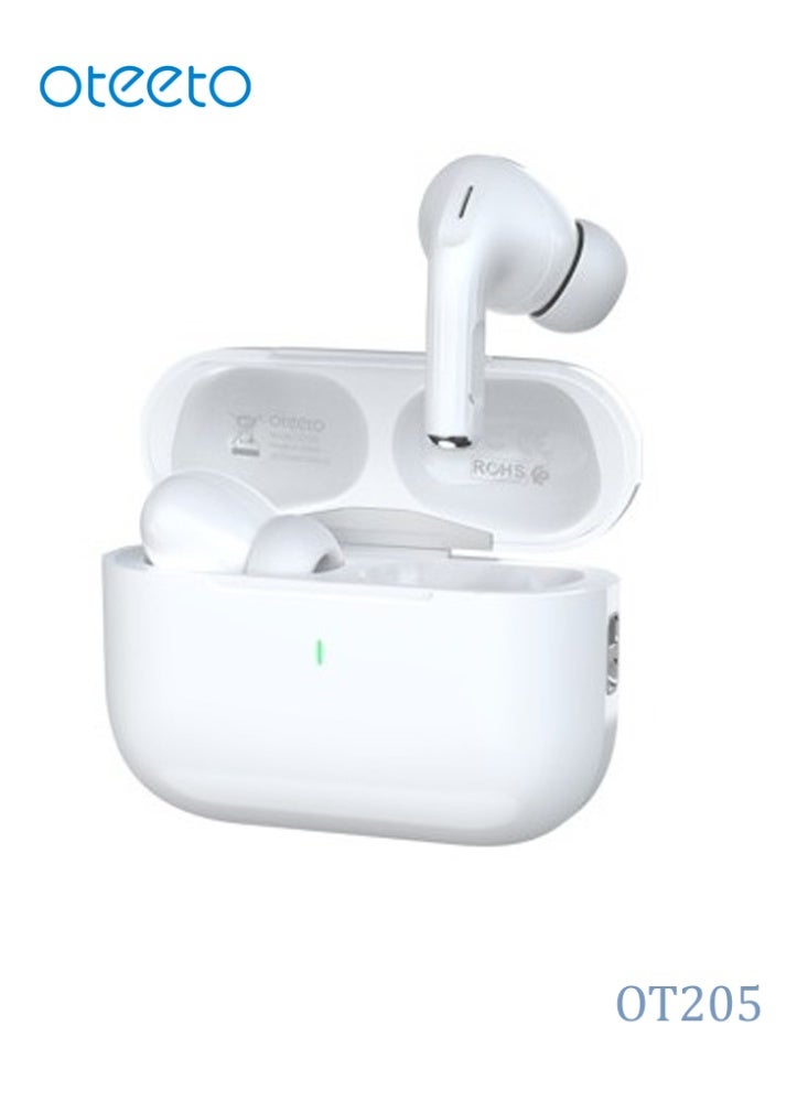 Oteeto OT205 TWS Bluetooth 5.4 Earbuds with Multi Functional Touch Control Deep Bass, Noise Reduction and 10m Wireless Range Compatible with Android Mobiles and Tablets White - Image 4