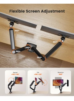 Generic Dual Monitor Mount Stand Fits 13 to 32 Inch Monitors Max 22 lbs Each Arm,Articulating Gas Spring Monitor Arm, with Clamp and Grommet Base  - Image 5