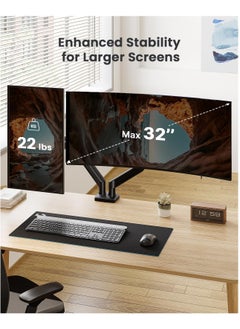 Generic Dual Monitor Mount Stand Fits 13 to 32 Inch Monitors Max 22 lbs Each Arm,Articulating Gas Spring Monitor Arm, with Clamp and Grommet Base  - Image 3