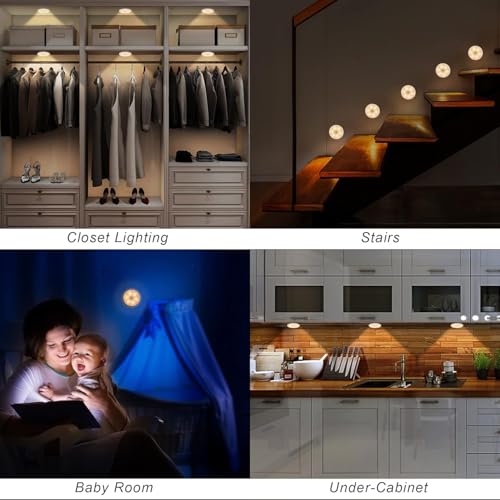 KEYORA Plastic USB Rechargeable Motion Sensor Night Yellow Light with Self-Adhesive Design for Home Use Ideal for Hallways, Wardrobes, Bedrooms, Stairs, Bathrooms, Kitchens & Basements Pack of 2, Led - Image 3