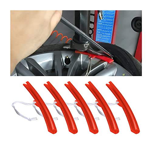 AICEL Car Tire Changing Rim Protector, 5 Pcs Wheel Changing Rim Savers, 15cm Auto Tire Changer Guard Edge Saver Tool, Fixing Tyre Rim Protective Cover, Car Accessories for Motorcycle, SUV (Red) - Image 1