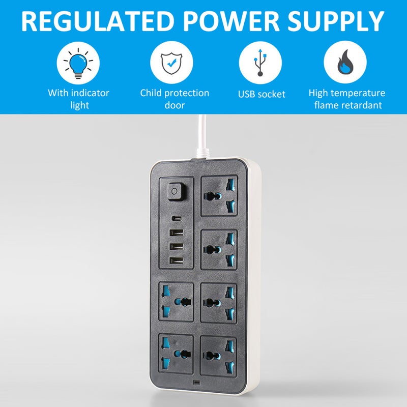 قابس ذكي متعدد المنافذ  
مشترك كهرباء بـ 6 مخارج و 4 منافذ USB - بنظام المملكة المتحدة  
مأخذ بصمام مستقل لحماية الأطفال للاستخدام المنزلي - Image 5