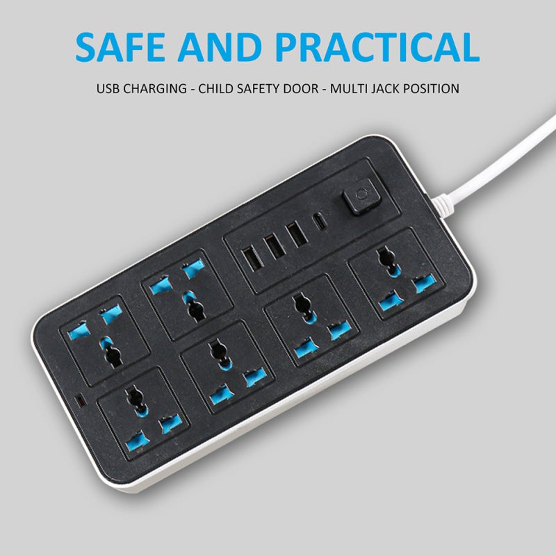 قابس ذكي متعدد المنافذ  
مشترك كهرباء بـ 6 مخارج و 4 منافذ USB - بنظام المملكة المتحدة  
مأخذ بصمام مستقل لحماية الأطفال للاستخدام المنزلي - Image 3