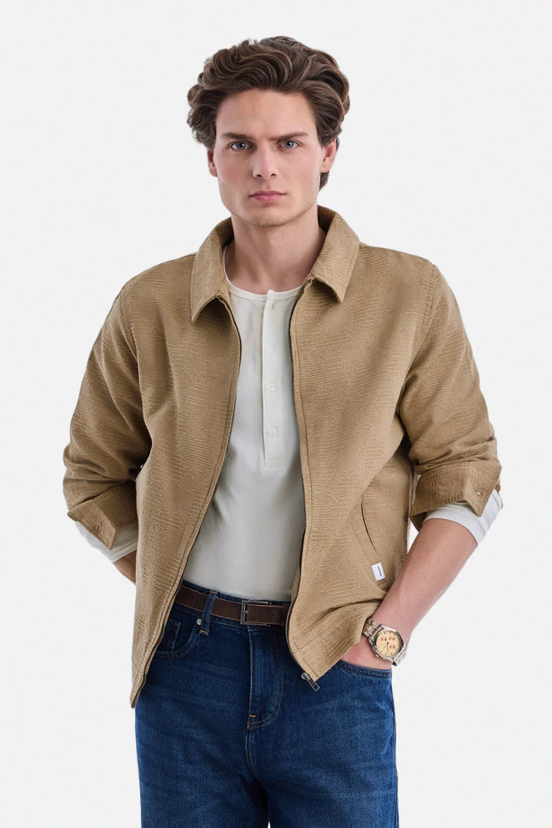 سنيتش Regular Fit Textured Zipper Jacket