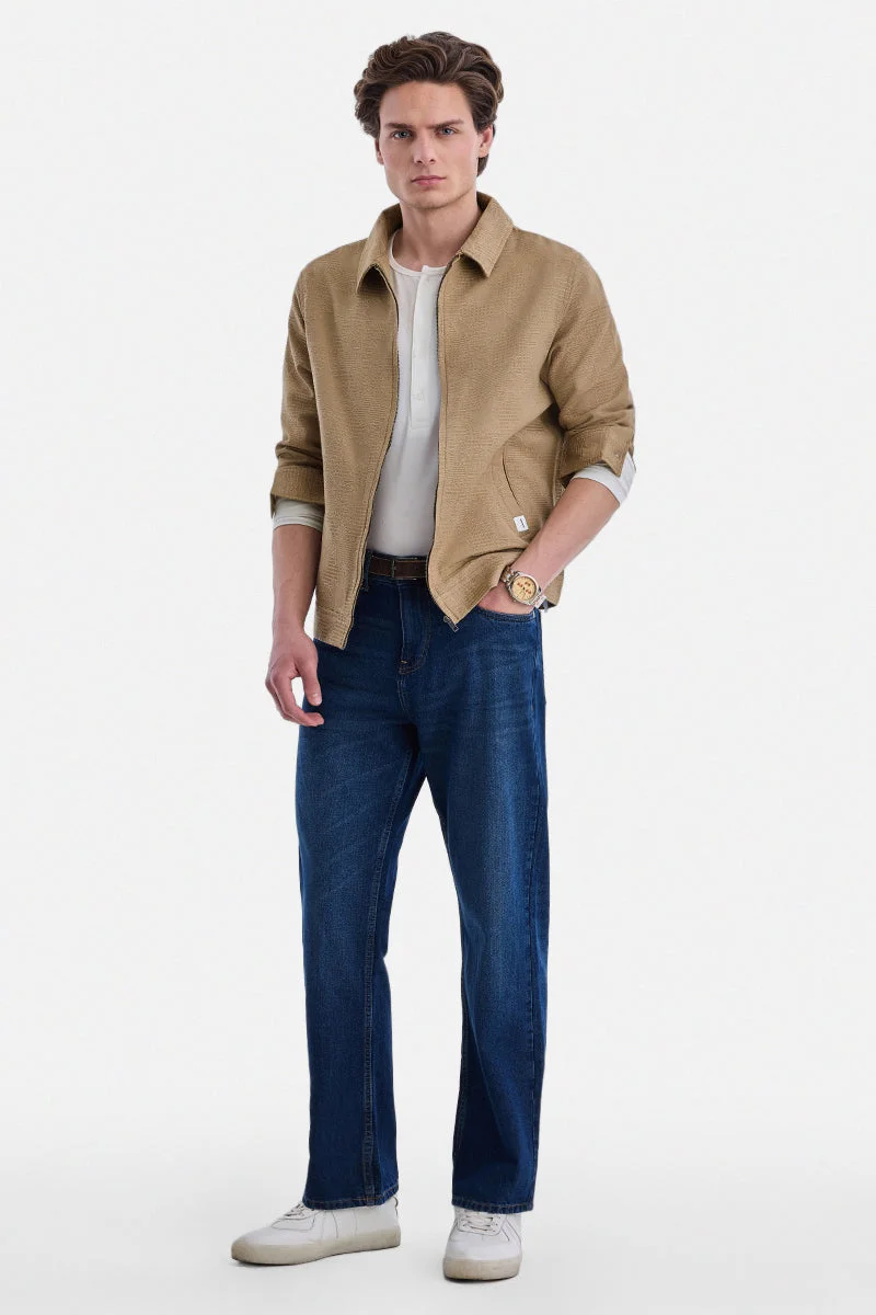 سنيتش Regular Fit Textured Zipper Jacket