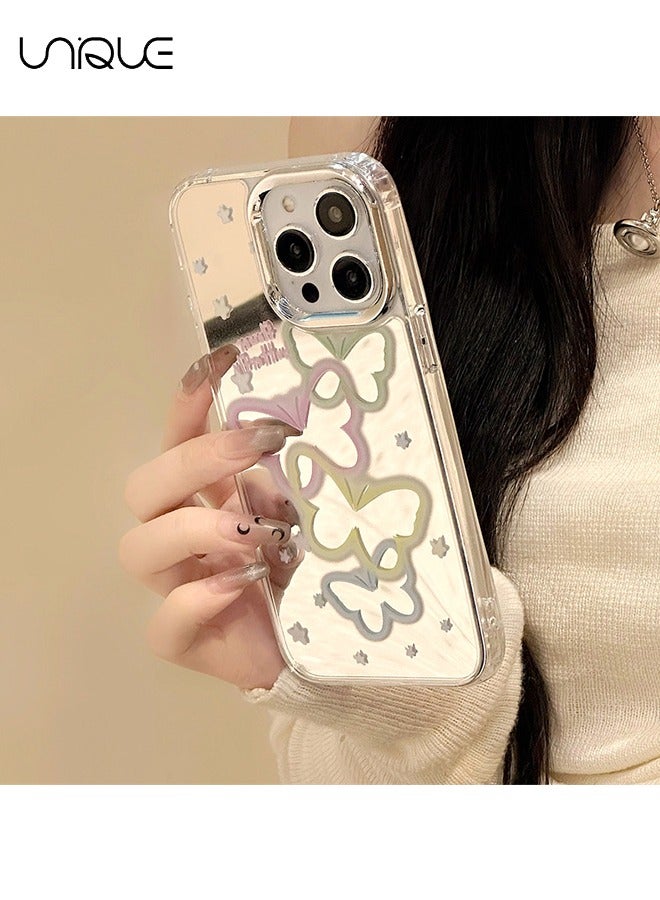 Unique Compatible with iPhone 14 Pro Max Cases, Colorful Butterfly Pattern Cases, Graffiti Cases, Mirror Cases, TPU Drop Protection - With Lanyard - Image 3