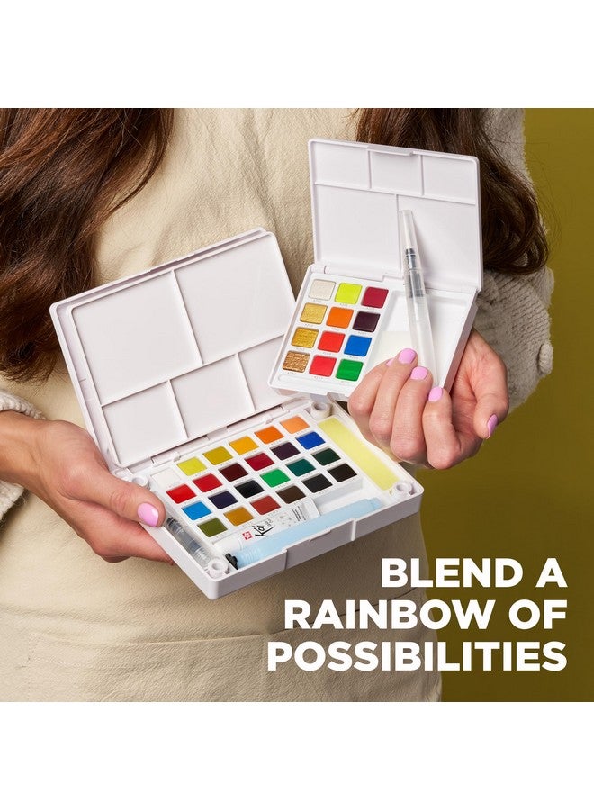 SAKURA Koi Pocket Field Sketch Kit - Watercolor Sets for Painting On the Go - Holiday Gifts for Artists, Crafters & DIY Gifts Projects - 30 Colors - 1 Water Brush - 1 Sponge - 1 Mixing Palette - Image 5