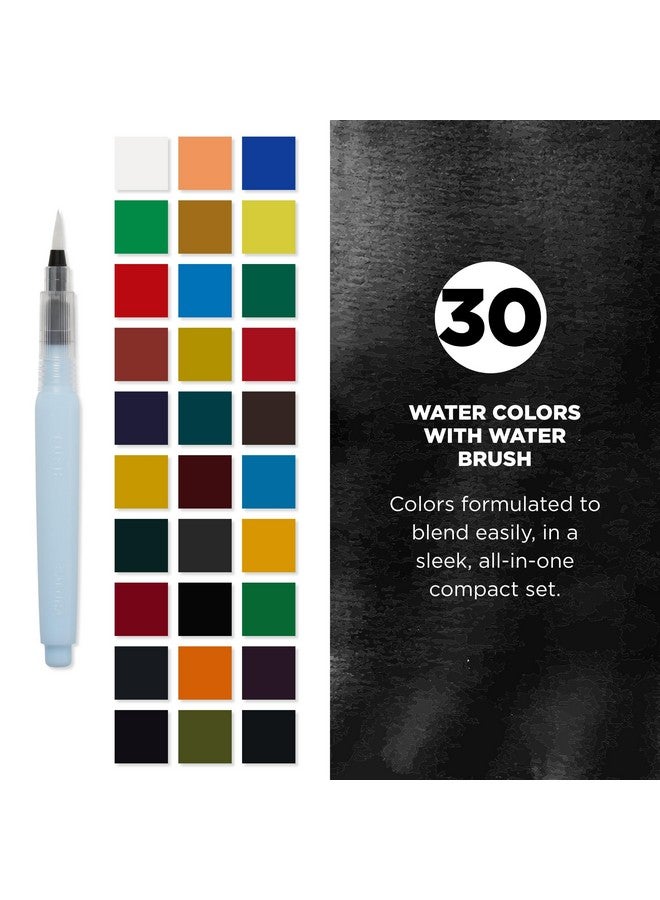 SAKURA Koi Pocket Field Sketch Kit - Watercolor Sets for Painting On the Go - Holiday Gifts for Artists, Crafters & DIY Gifts Projects - 30 Colors - 1 Water Brush - 1 Sponge - 1 Mixing Palette - Image 2