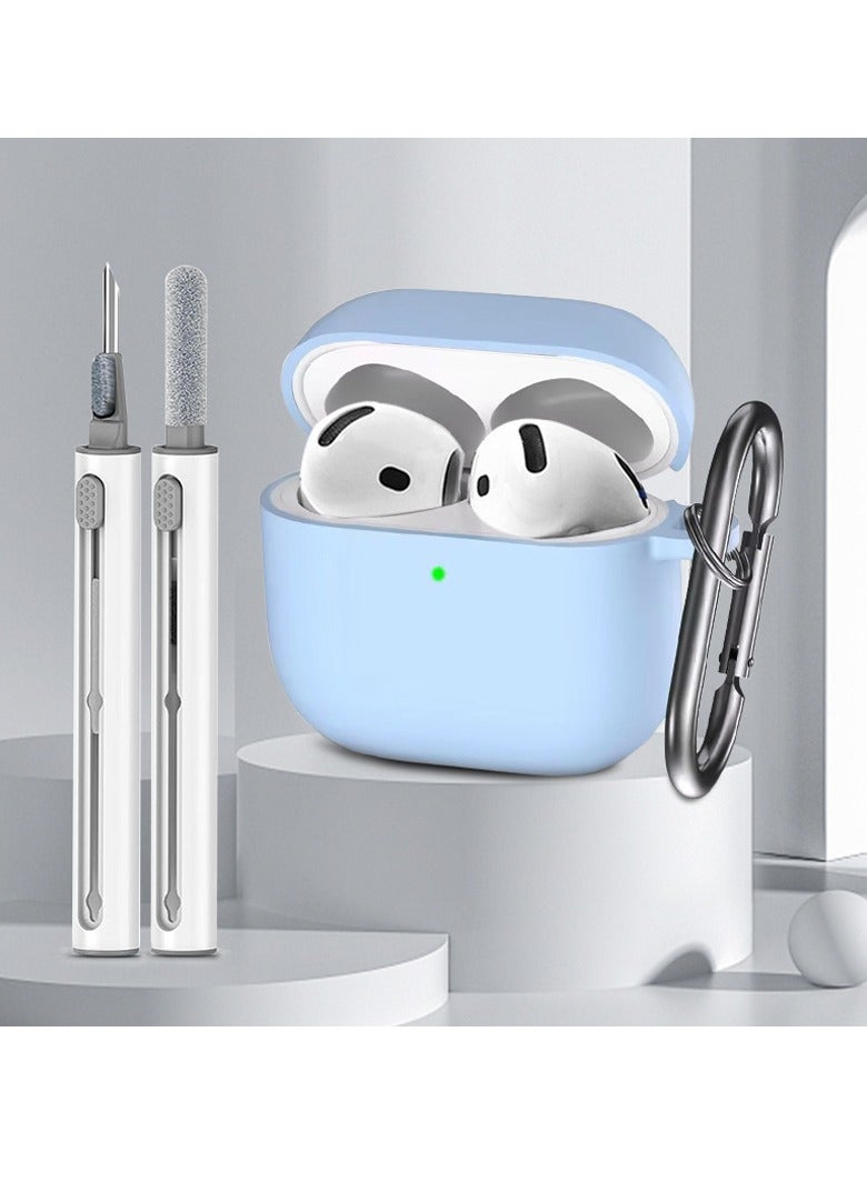 Soft Silicone Protective Case Cover for AirPods 4 with Cleaner Kit and Keychain - Image 2