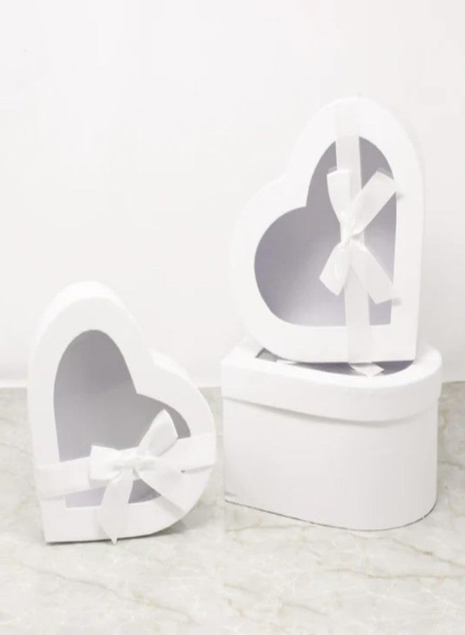 BBJ WRAPS Heart Shaped Boxes for Flowers Packaging with Transparent Window Lids Luxury Gift Box for Floral Arrangement, Set of 3(S/M/L) (White) - Image 3