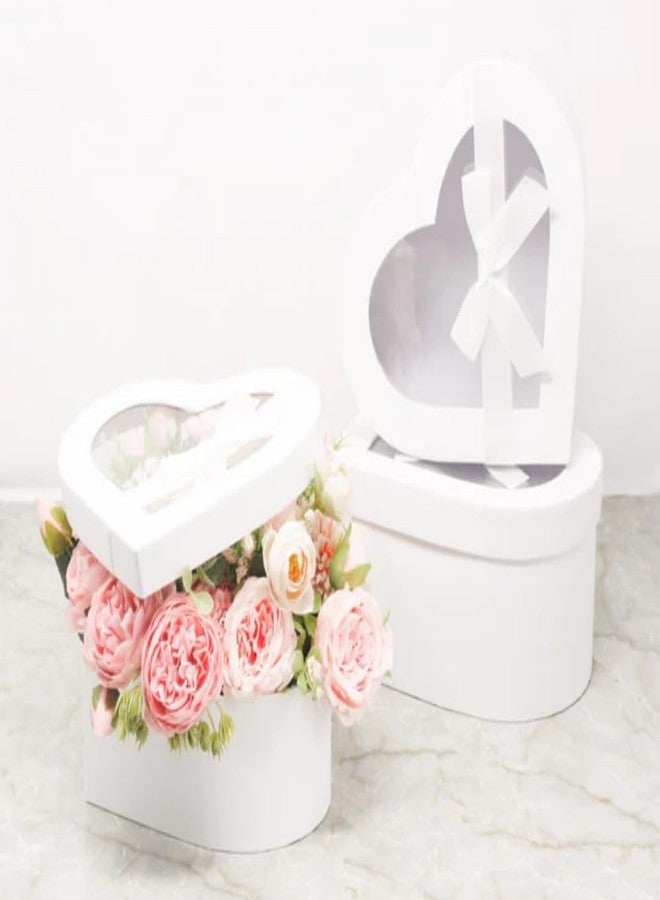 BBJ WRAPS Heart Shaped Boxes for Flowers Packaging with Transparent Window Lids Luxury Gift Box for Floral Arrangement, Set of 3(S/M/L) (White) - Image 5