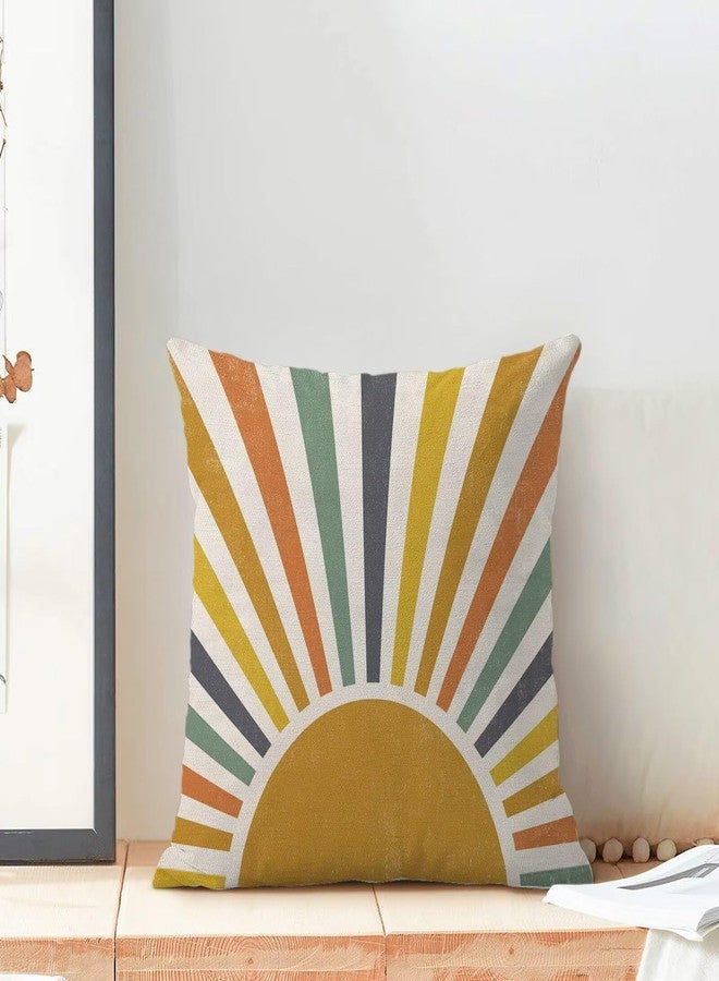 AEIOAE Summer Sunshine Pillow Covers 18 X 18 Inch Set of 2, Yellow Stripes Sunshine Throw Pillow Covers Boho Rainbow Sun Outdoor Decorative Pillows for Couch Home Sofa Living Room - Image 3